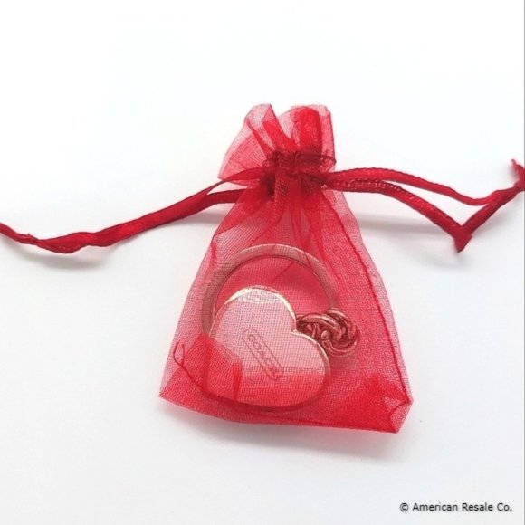 Vintage COACH Signature Silver White Heart Locket Purse Charm Keychain FOB #1657 - Picture 7 of 7